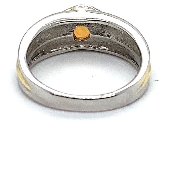 Precious Opal .60ct Rhodium Finish Silver Ring - Picture 5 of 7